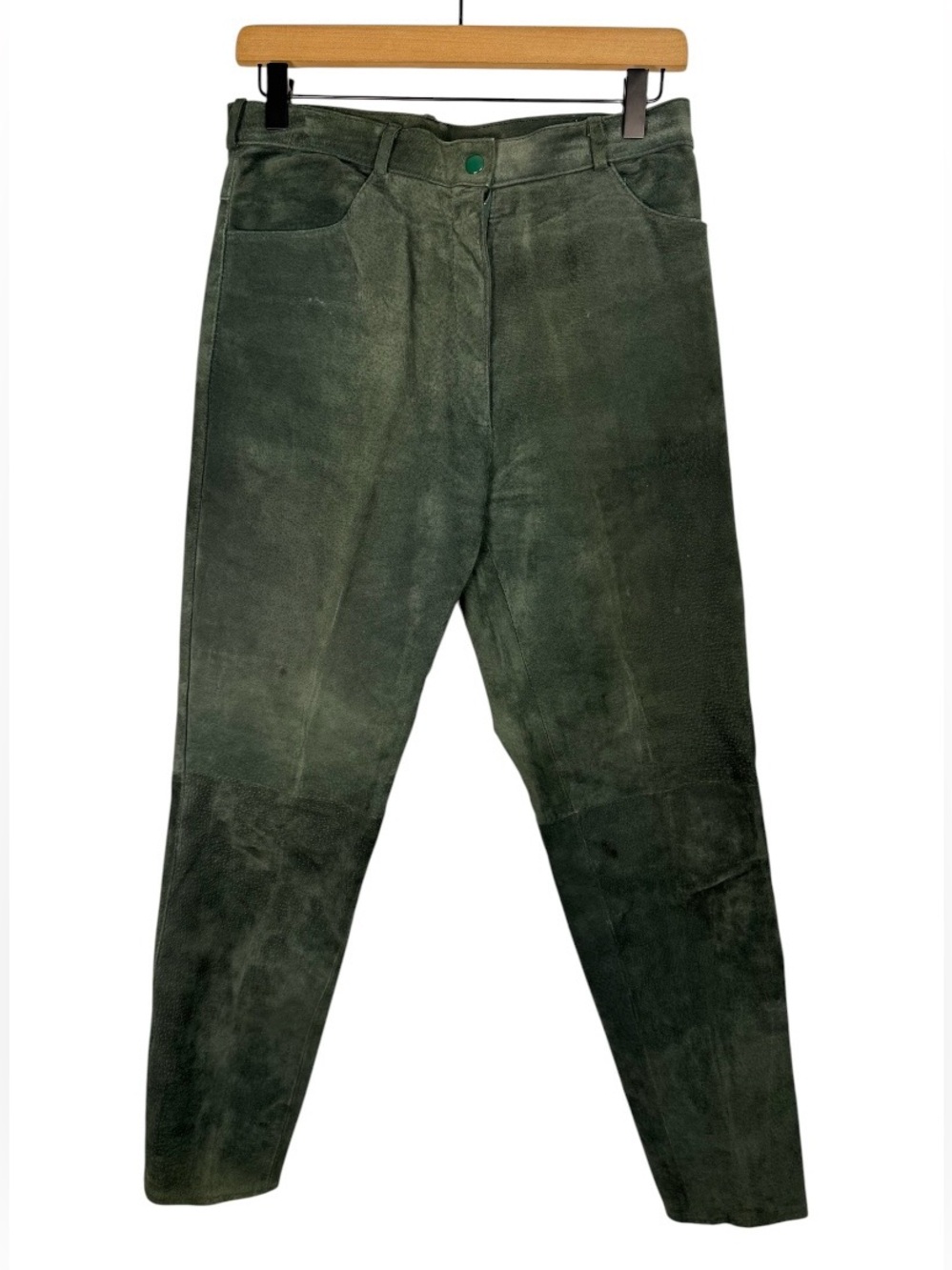 VTG LE CHATEAU Canada Forest Green Suede Authentic 100% Leather Pants Sz 9/10
